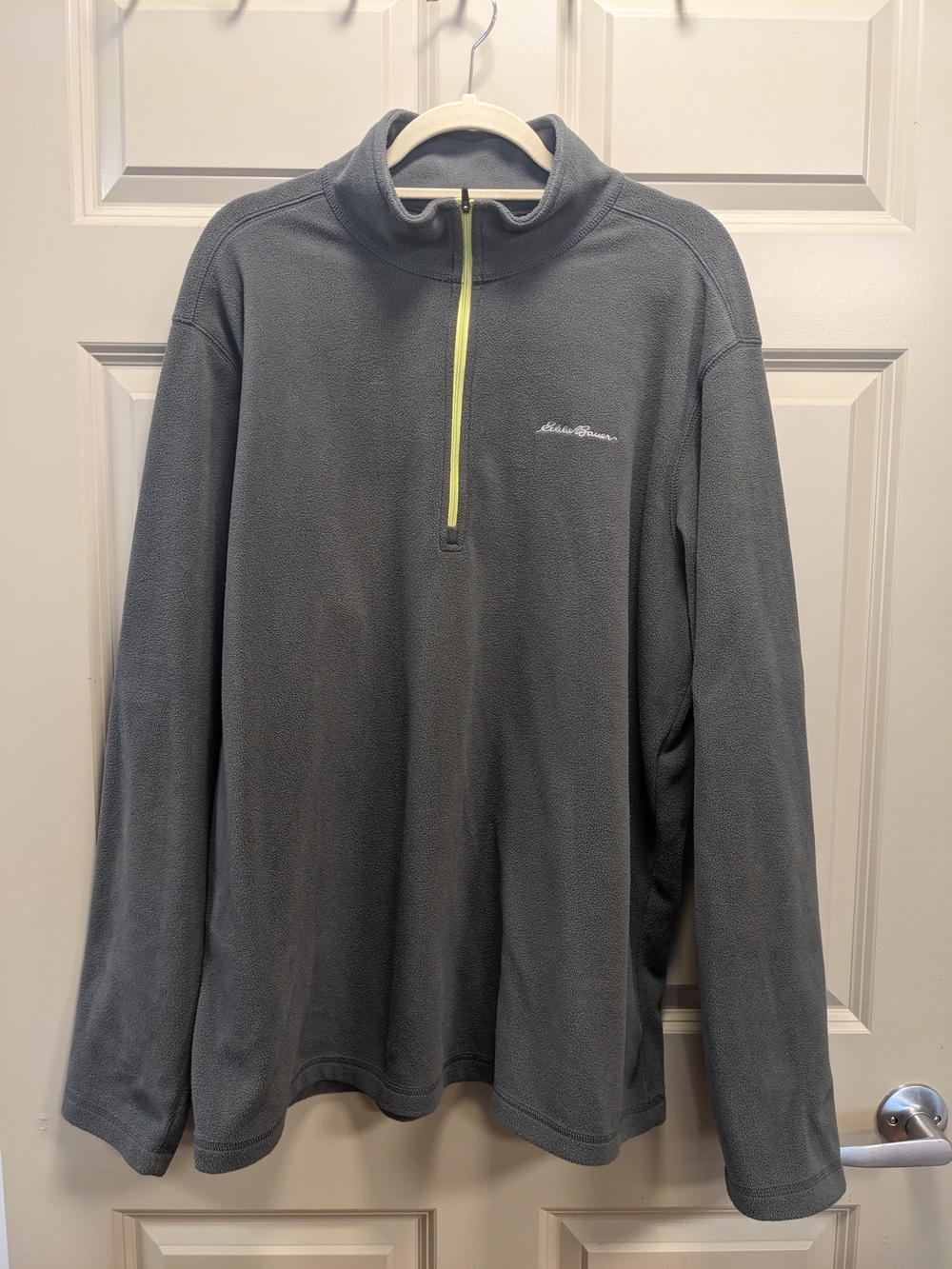 Eddie Bauer Gray Performance Fleece Half-Zip with Lime Zipper Size TL